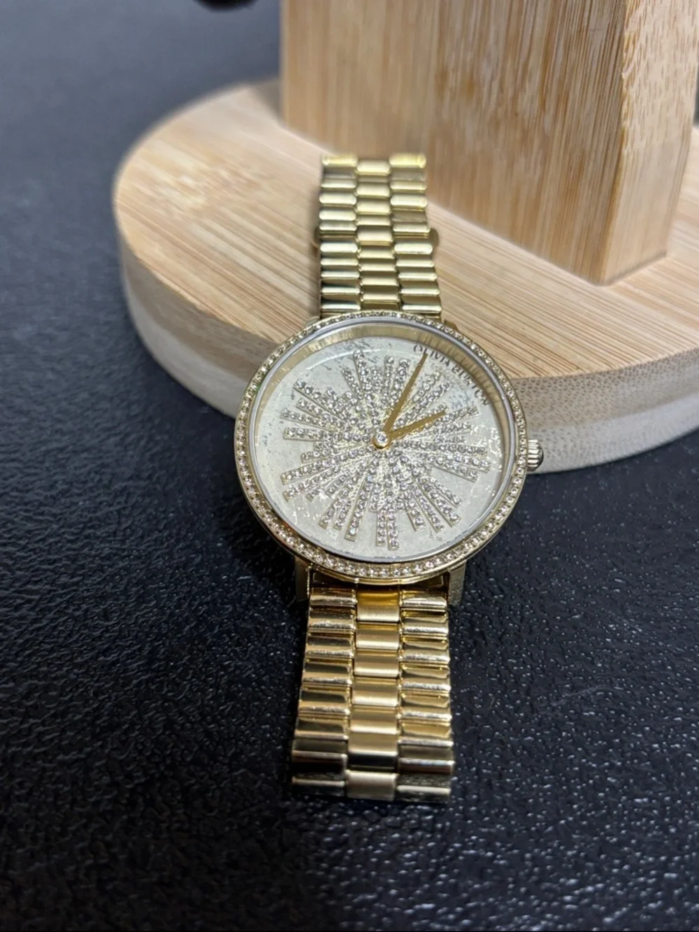 Olivia Burton Ice Burst Gold-Tone Stainless Steel Bracelet Watch 35mm Working